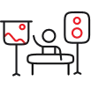 Event AV support icon showing technician managing presentation display and speaker setup